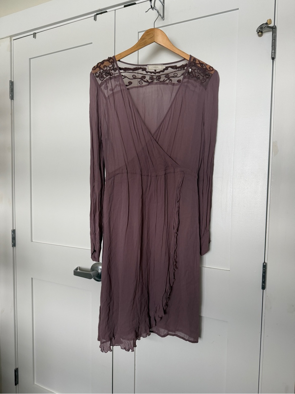 V-Neck Midi Wrap Dress in Dusty Plum